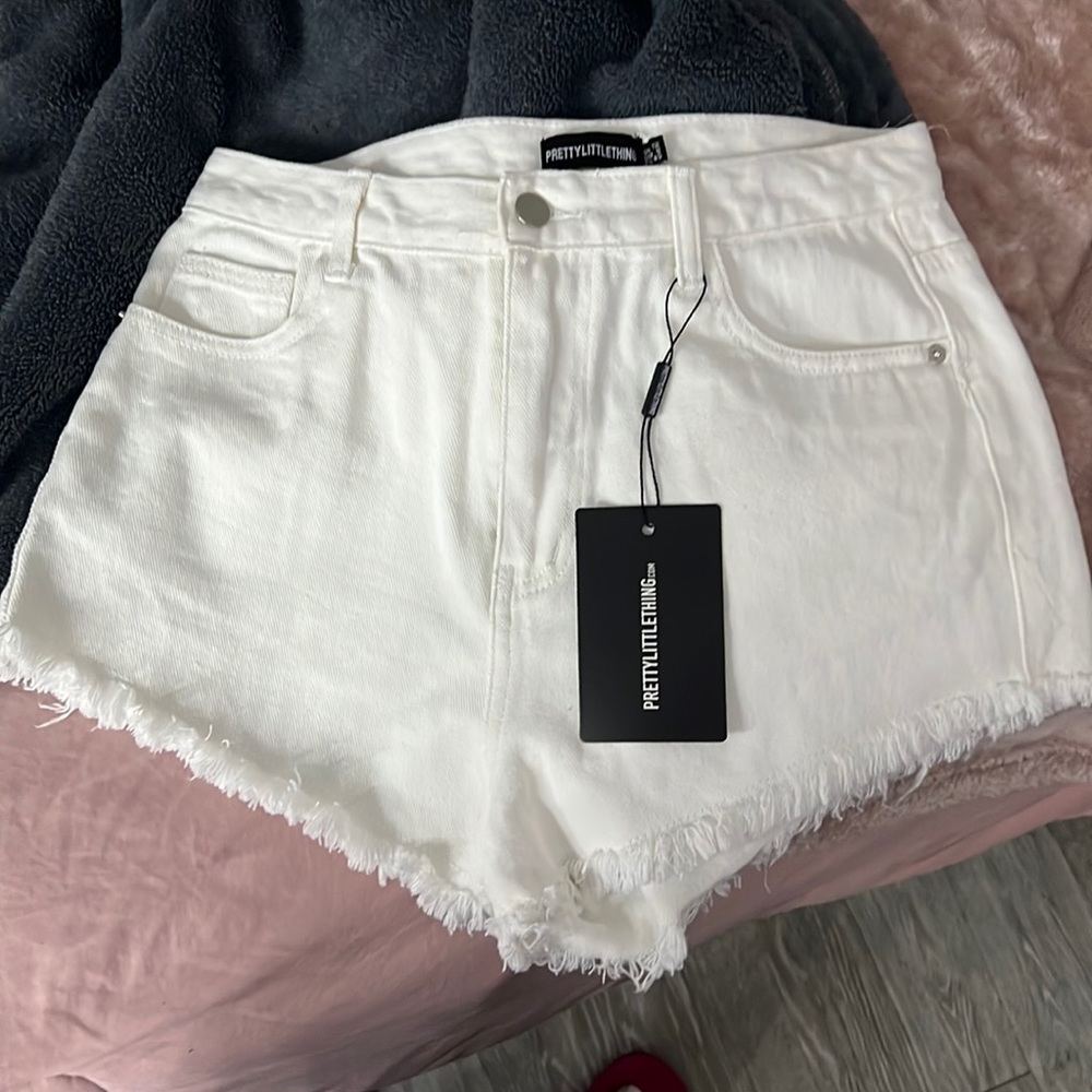 pretty little thing white shorts UK size 12